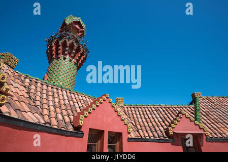 Comillas, Spain - April 19, 2017: Palace of El Capricho or Villa Quijano designed by the architect Gaudi in modernist style in Comillas, Cantabria, Sp Stock Photo