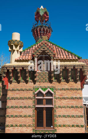 Comillas, Spain - April 19, 2017: Palace of El Capricho or Villa Quijano designed by the architect Gaudi in modernist style in Comillas, Cantabria, Sp Stock Photo