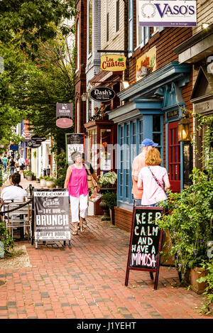 Shops on King Street, Old Town Alexandria, Virginia Stock Photo
