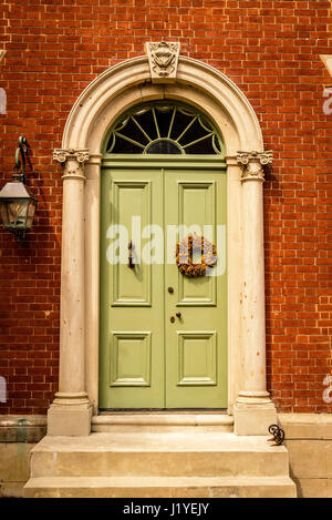 Front door on historic house, Prince Street, Old Town Alexandria, Virginia Stock Photo