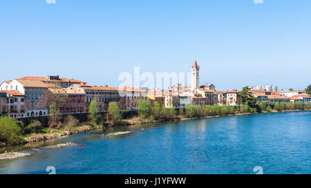 travel to Italy - waterfront of Adige river in Verona city in spring Stock Photo