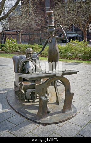 Statues in the Dr. Seuss Memorial Sculpture Garden in Sp[rngfield, Massachusetts celebrating the life of the late Ted Geisel. Stock Photo