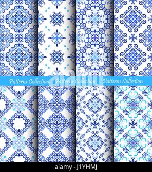 Blue Backgrounds Weave Fabric Patterns Stock Vector