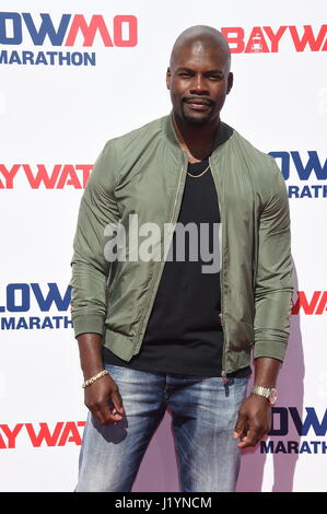 Los Angeles, California, USA. 22nd April, 2017. Amin Joseph Attends the 'Baywatch' Slowmo marathon held at Microsoft Square at LA Live in Downtown Los Angels on Saturday April 22, 2017. The movie opens in the US on May 25th 2017.  Photo© Jim Smeal/Alamy Live News Stock Photo