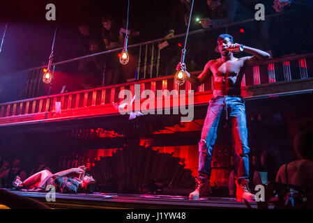 Las Vegas, NV, USA. 21st Apr, 2017. Kyo Dominick Performs in MAGIC MIKE LIVE LAS VEGAS at Hard Rock Hotel & Casino Credit: Erik Kabik Photography/Media Punch/Alamy Live News Stock Photo