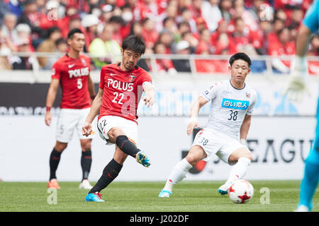 Saitama, Japan. 22nd Apr, 2017. Yuki Abe (Reds), April 22, 2017 - Football/Soccer : 2017 J1 League match between Urawa Red Diamonds 3-2 Consadole Sapporo at Saitama Stadium 2002 in Saitama, Japan. Credit: AFLO SPORT/Alamy Live News Stock Photo