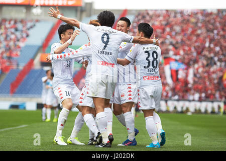 Saitama, Japan. 22nd Apr, 2017. Hokkaido Consadole Sapporo team group, April 22, 2017 - Football/Soccer : 2017 J1 League match between Urawa Red Diamonds 3-2 Consadole Sapporo at Saitama Stadium 2002 in Saitama, Japan. Credit: AFLO SPORT/Alamy Live News Stock Photo