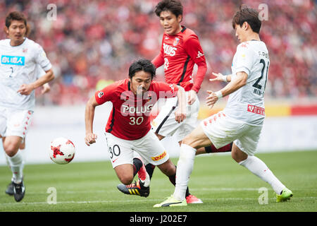 Saitama, Japan. 22nd Apr, 2017. Shinzo Koroki (Reds), April 22, 2017 - Football/Soccer : 2017 J1 League match between Urawa Red Diamonds 3-2 Consadole Sapporo at Saitama Stadium 2002 in Saitama, Japan. Credit: AFLO SPORT/Alamy Live News Stock Photo