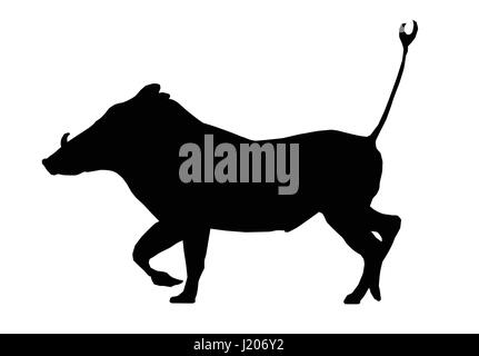 Download Warthog black and white silhouette Stock Photo: 32453881 - Alamy