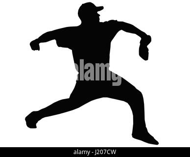 Pitcher Throwing Ball Black Outline Baseball Stock Vector (Royalty Free)  1371023666