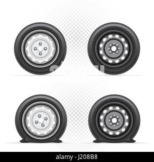 Inflated and deflated wheel Stock Vector