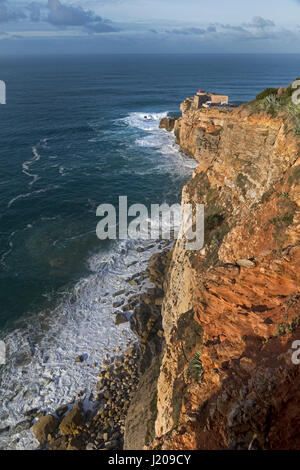 Lighthouse Farol de Nazare, Nazare, Portugal, Europe Stock Photo