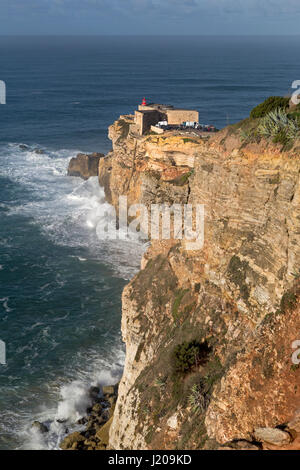 Lighthouse Farol de Nazare, Nazare, Portugal, Europe Stock Photo