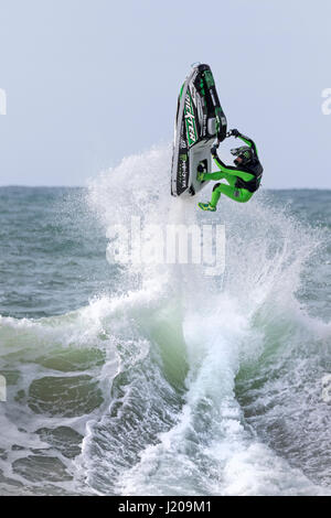 Jet Ski tricks, Atlantic Ocean, Portugal, Europe Stock Photo
