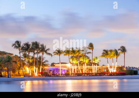 Matheson Hammock Park beach in Coral Gables illuminated at dusk. Miami, Florida, United States Stock Photo
