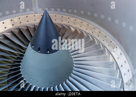 Inside a larger jet engine intake you will find these blades. Stock Photo