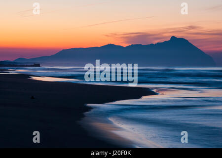 Landscape of the Tyrrhenian Sea and Monte Circeo in Italy Stock Photo