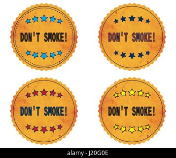 DON'T SMOKE 1 text, on round wavy border vintage stamp badge, in color set. Stock Photo