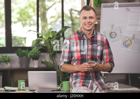 Young Man Programmer Computer Technology Work Concept Stock Photo