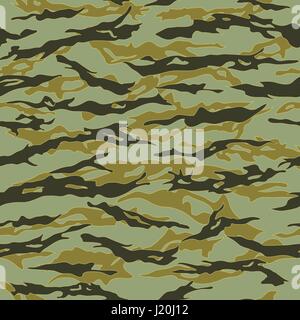 Forest Tiger stripe Camouflage seamless patterns. Vector Illustration.