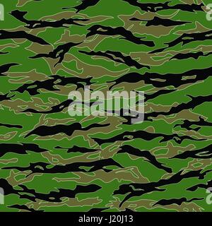 Jungle Tiger stripe Camouflage seamless patterns. Vector Illustration.