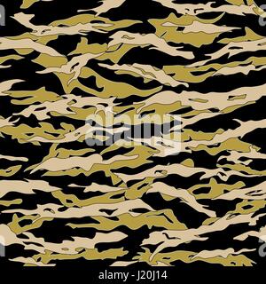 Jungle Tiger stripe Camouflage seamless patterns. Vector Illustration.