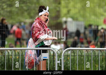 A competitor after the Virgin Money London Marathon, London. PRESS ASSOCIATION. Picture date: Sunday April 23, 2017. See PA story ATHLETICS Marathon. Photo credit should read: Steven Paston/PA Wire Stock Photo