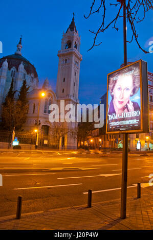 San Manuel y San Benito church at Alcala street, night view. Madrid, Spain. Stock Photo