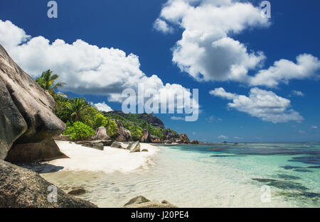 Strand Anse Source D'Argent auf den Seychellen Stock Photo
