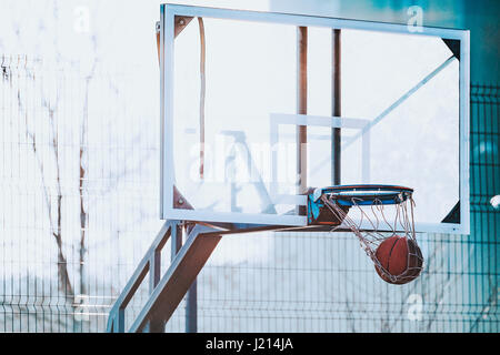 Background image of outdoor playground basketball court Stock Photo