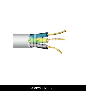 Electric wire phase-earth realistic vector isolated illustration Stock Vector