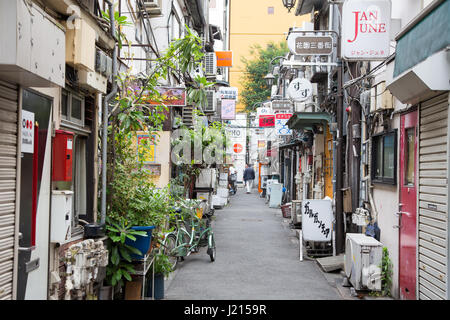 Tokyo, Japan - 19 June 2016: The Golden Gai district of Shijuku, Tokyo. This area houses almost 200 tiny bars within six alleys, and is a glimpse of o Stock Photo