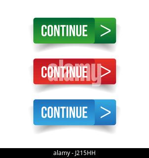 Continue button set Stock Vector