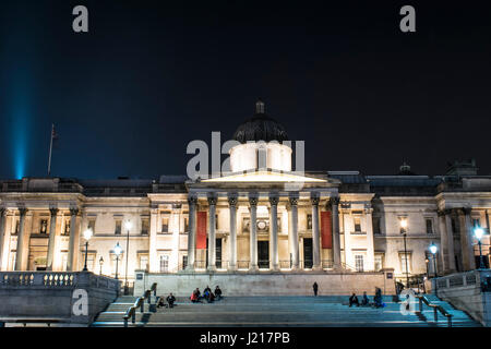 The National Gallery by night. April 2017, London, UK. Stock Photo