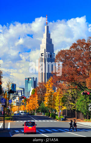 NTT Docomo Yoyogi Building View from Meiji Jingu Gaien Shibuya Tokyo Japan Stock Photo