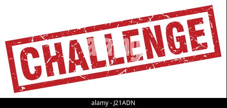 square grunge red challenge stamp Stock Vector