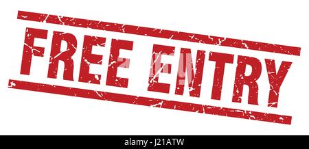 square grunge red free entry stamp Stock Vector