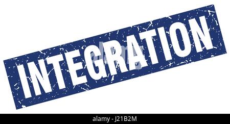 square grunge blue integration stamp Stock Vector