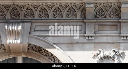 elaborate architectural stone detail on the facade of a building in London, England, UK Stock Photo