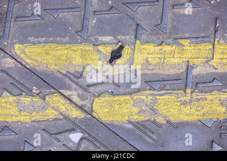 traffic markings on a London street, London England, UK Stock Photo