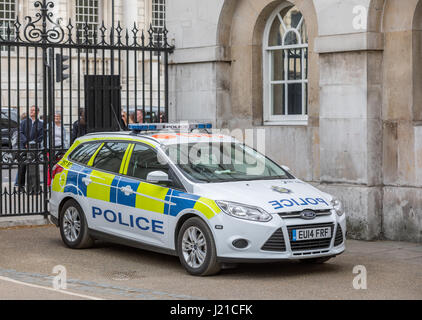 London police car sitting empty in London England, UK Stock Photo