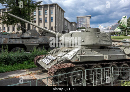 Soviet T-34-85M medium tank in front of the Museum of the Polish Army - Warsaw, Poland Stock Photo