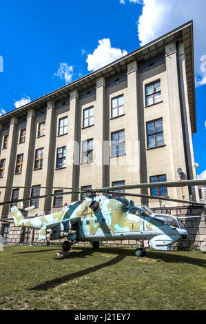 Russian Mi-24D Hind in front of the Museum of the Polish Army - Warsaw, Poland Stock Photo