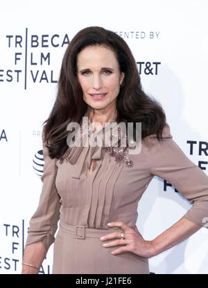 New York, USA. 22nd April, 2017.  Actress Andie MacDowell attends US Narrative Competition: ‘Love After Love’ Premiere during the 2017 Tribeca Film Festival at SVA Theater, Manhattan Credit: Sam Aronov/Alamy Live News Stock Photo