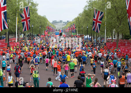 London, UK. 23rd Apr, 2017. A mass of runners at the Virgin Money London Marathon 2017 Finish Line in The Mall Credit: Keith Larby/Alamy Live News Stock Photo