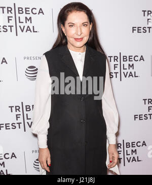 New York, USA. 22nd April, 2017. Marina Abramovic attends the Tribeca Talks: Director Series: Alejandro Gonzalez Inarritu with Marina Abramovic at SVA Theatre Credit: Ovidiu Hrubaru/Alamy Live News Stock Photo