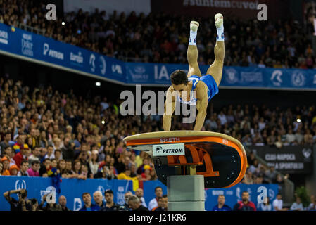 Marian Dragulescu (ROU)   performs on vault during the Men's Apparatus Finals at the European Men's and Women's Artistic Gymnastics Championships in Cluj Napoca, Romania. 23.04.2017 Credit: Cronos/Alamy Live News Stock Photo