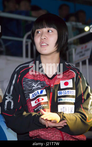 Incheon, South Korea. 23rd Apr, 2017. Miu Hirano (JPN) Table Tennis : Miu Hirano of Japan watches a match at the 2017 ITTF World Tour Korea Open Table Tennis in Incheon, South Korea . Credit: Lee Jae-Won/AFLO/Alamy Live News Stock Photo