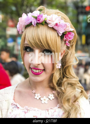 Tokyo, Japan. 23rd Apr, 2017. A girl from Ingland walks near Omotesando in Tokyo Japan on Monday April 23, 2017. Photo by: Ramiro Agustin Vargas Tabares Credit: Ramiro Agustin Vargas Tabares/ZUMA Wire/Ģ����ý Live News Stock Photo