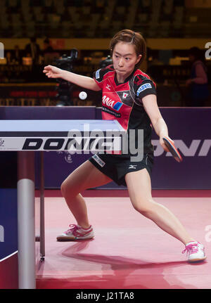 Incheon, South Korea. 23rd Apr, 2017. Kasumi Ishikawa (JPN) Table Tennis : Kasumi Ishikawa of Japan in action during the 2017 ITTF World Tour Korea Open Table Tennis, Women's Singles Final in Incheon, South Korea . Credit: Lee Jae-Won/AFLO/Alamy Live News Stock Photo